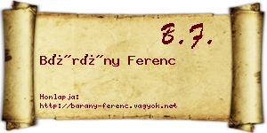 Bárány Ferenc névjegykártya