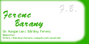 ferenc barany business card