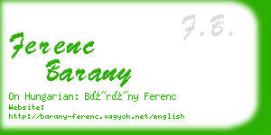 ferenc barany business card
